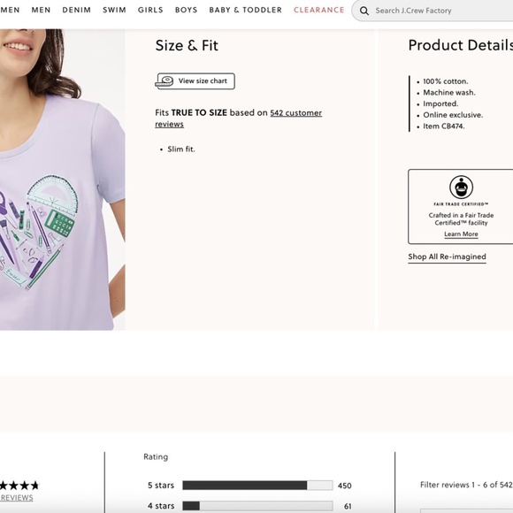 J Crew Factory School supplies heart graphic tee - New with Tags - Lavendar - 3X - Picture 3 of 7